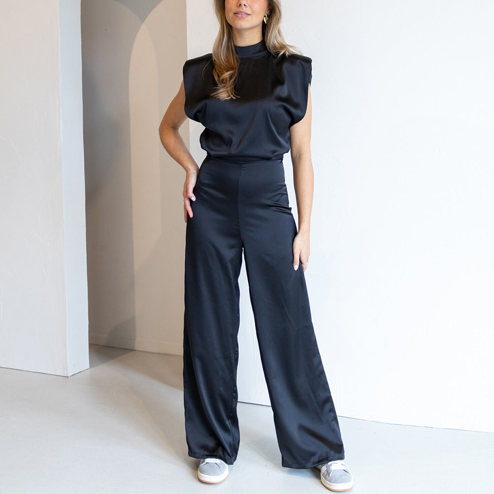 Elegant High Neck Flowy Jumpsuit for Women - Nocini