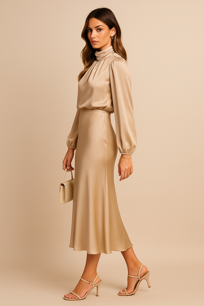 Elegant Crew Neck Knee Length Party Dress