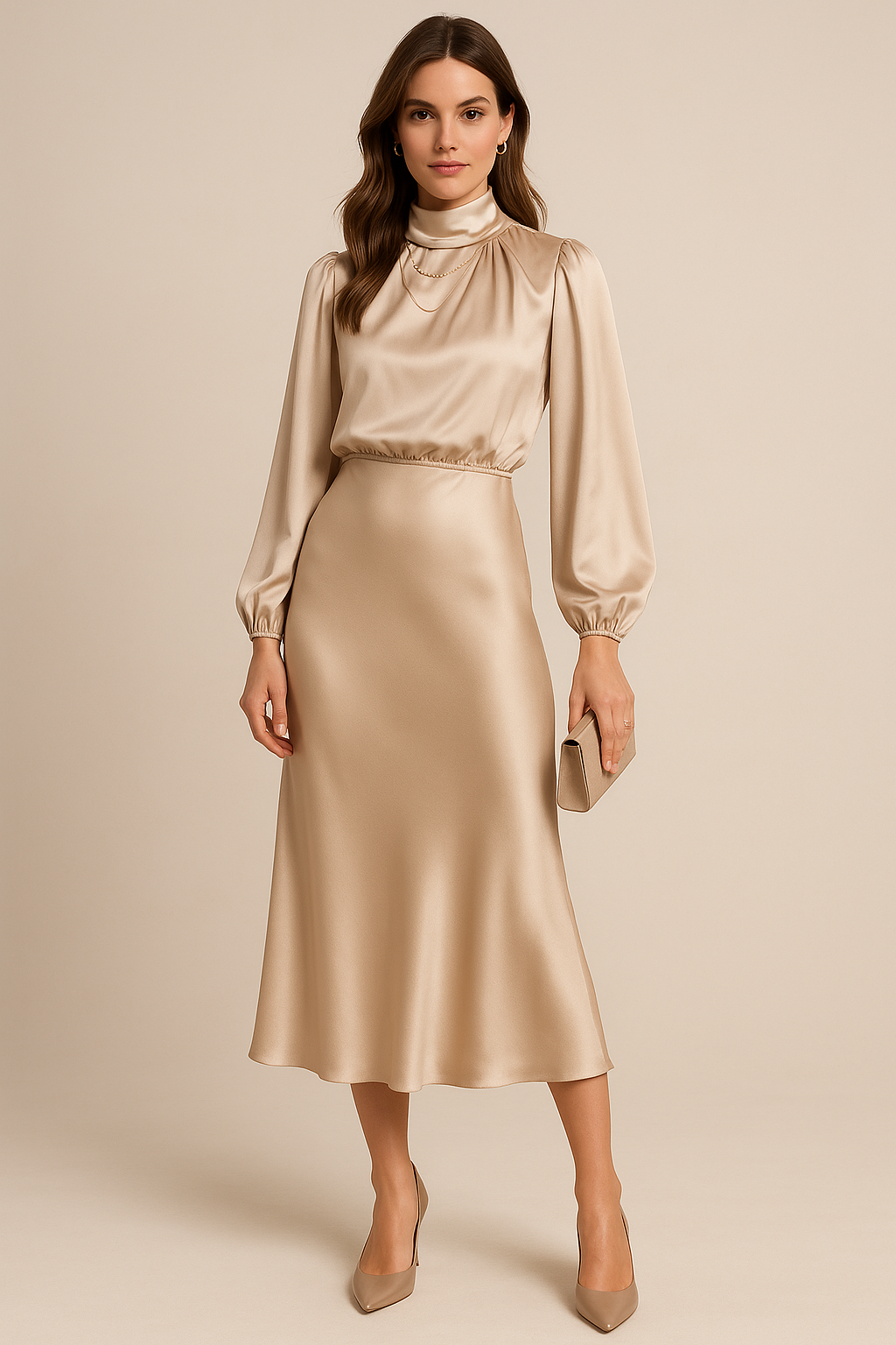 Elegant Crew Neck Knee Length Party Dress - Nocini