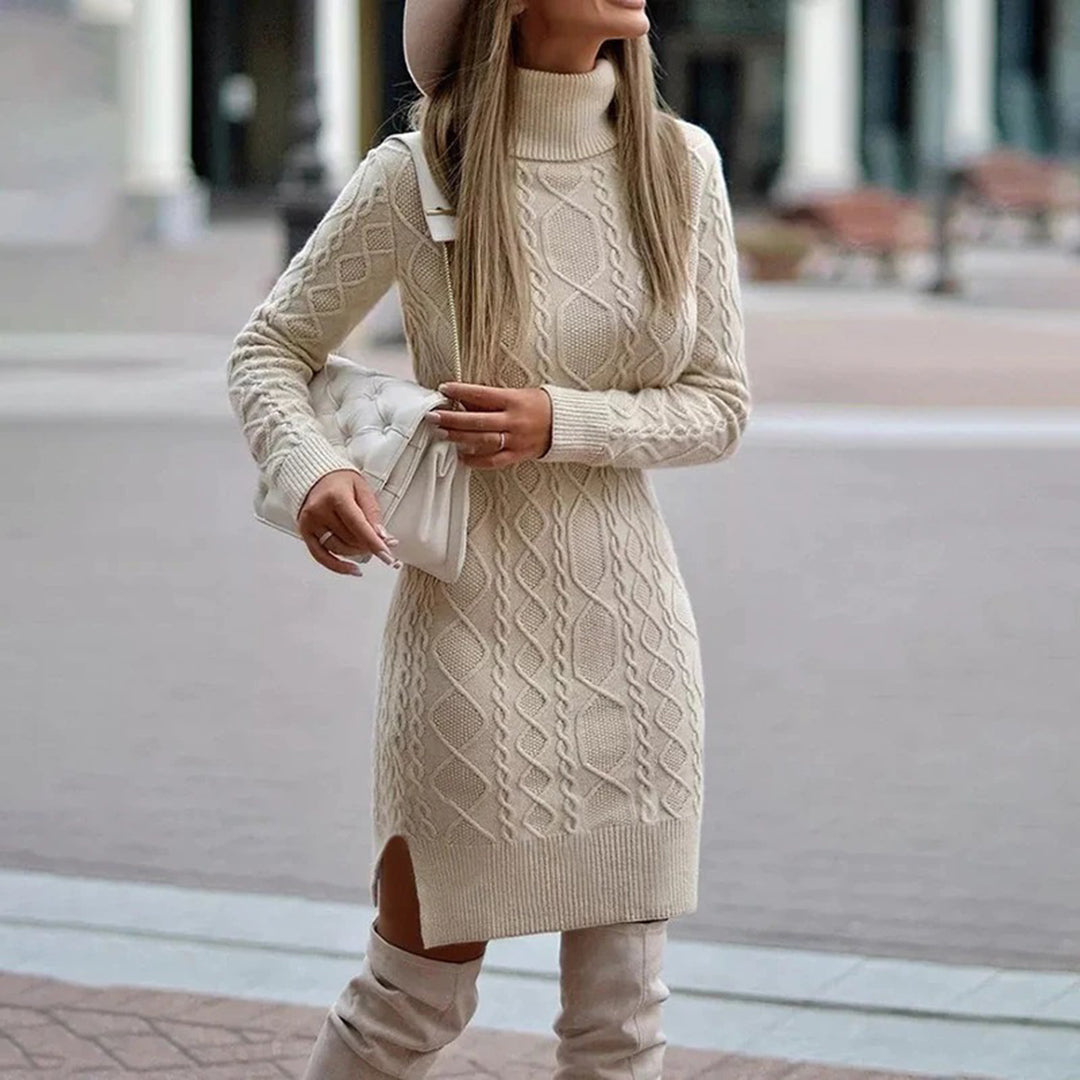 Soft Women's Cable Knit Sweater Dress