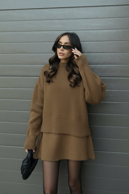 Fashionable Ladies Knit Sweater Skirt Set