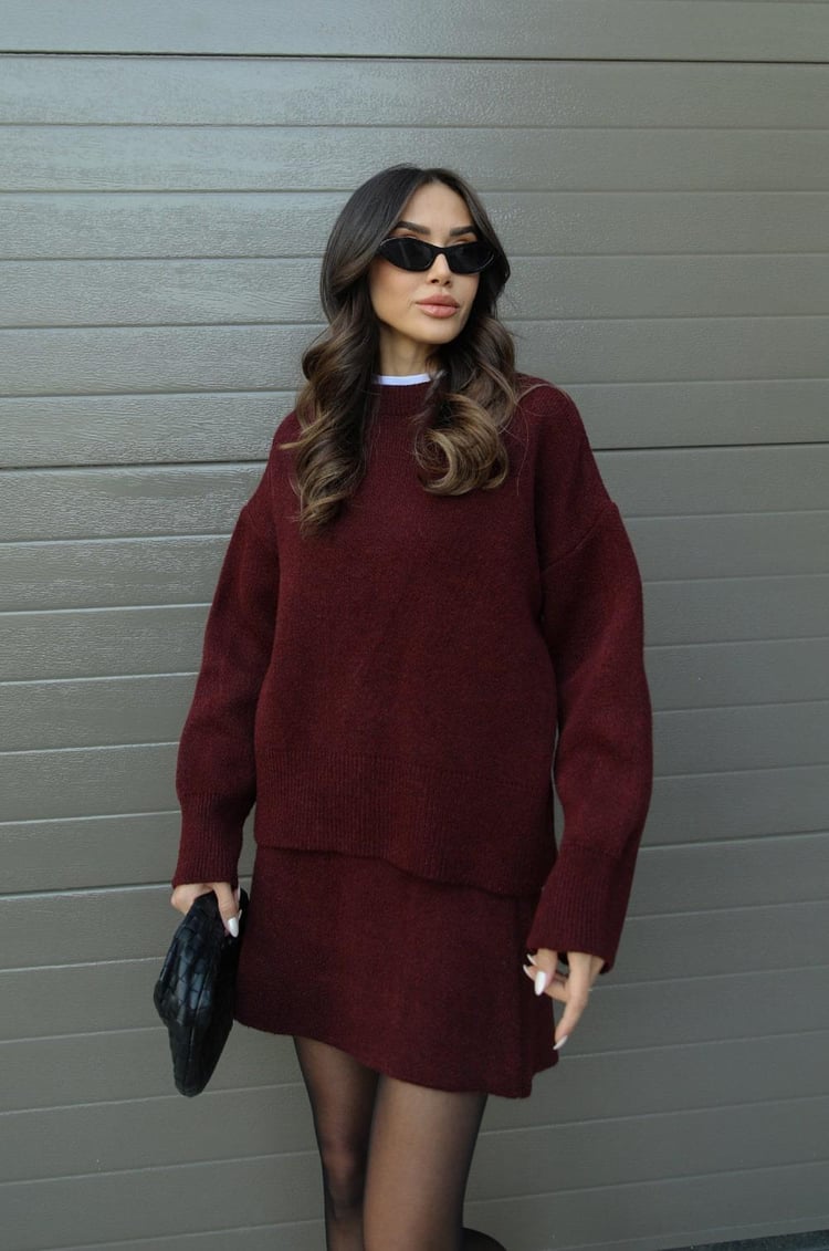 Fashionable Ladies Knit Sweater Skirt Set - Nocini