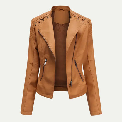 Trendy Offcenter Zip Womens Coat with Padded Shoulders