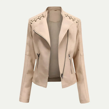 Trendy Offcenter Zip Womens Coat with Padded Shoulders