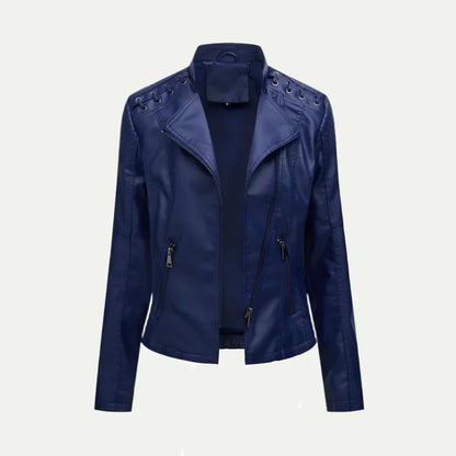 Trendy Offcenter Zip Womens Coat with Padded Shoulders