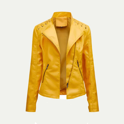 Trendy Offcenter Zip Womens Coat with Padded Shoulders