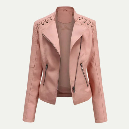 Trendy Offcenter Zip Womens Coat with Padded Shoulders