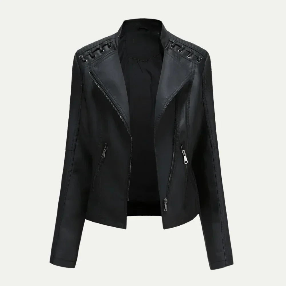 Trendy Offcenter Zip Womens Coat with Padded Shoulders - Nocini