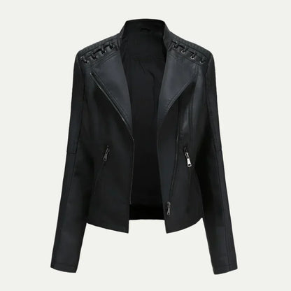 Trendy Offcenter Zip Womens Coat with Padded Shoulders - Nocini
