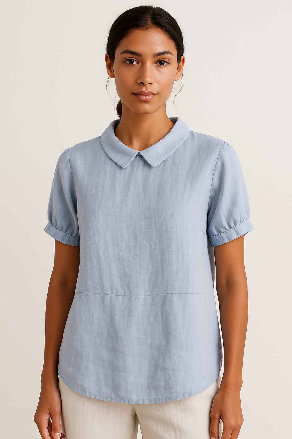 Casual Short Sleeve Cotton Blouse for Women - Nocini