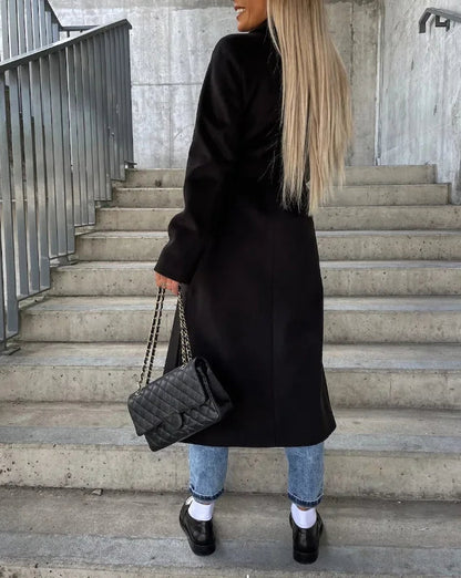 Elegant Ladies Long Buttoned Parka Coat