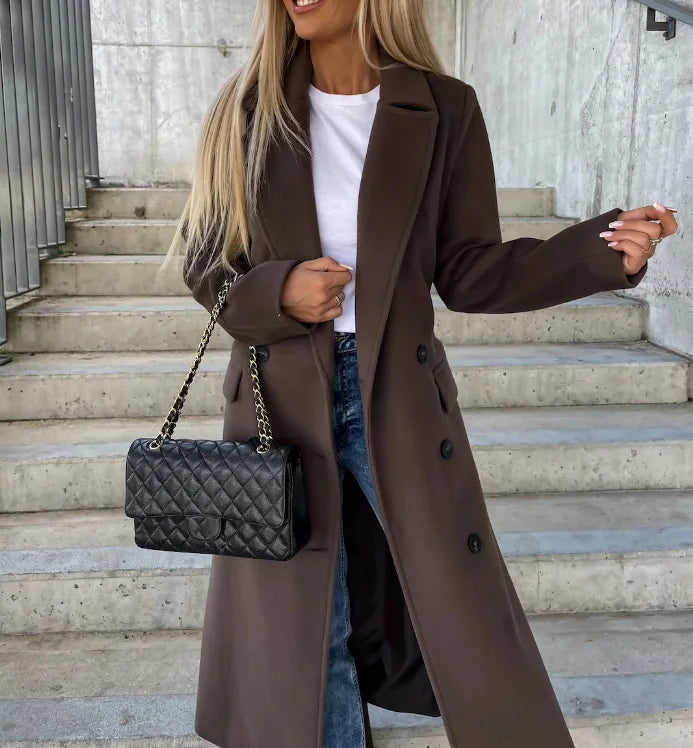 Elegant Ladies Long Buttoned Parka Coat - Nocini