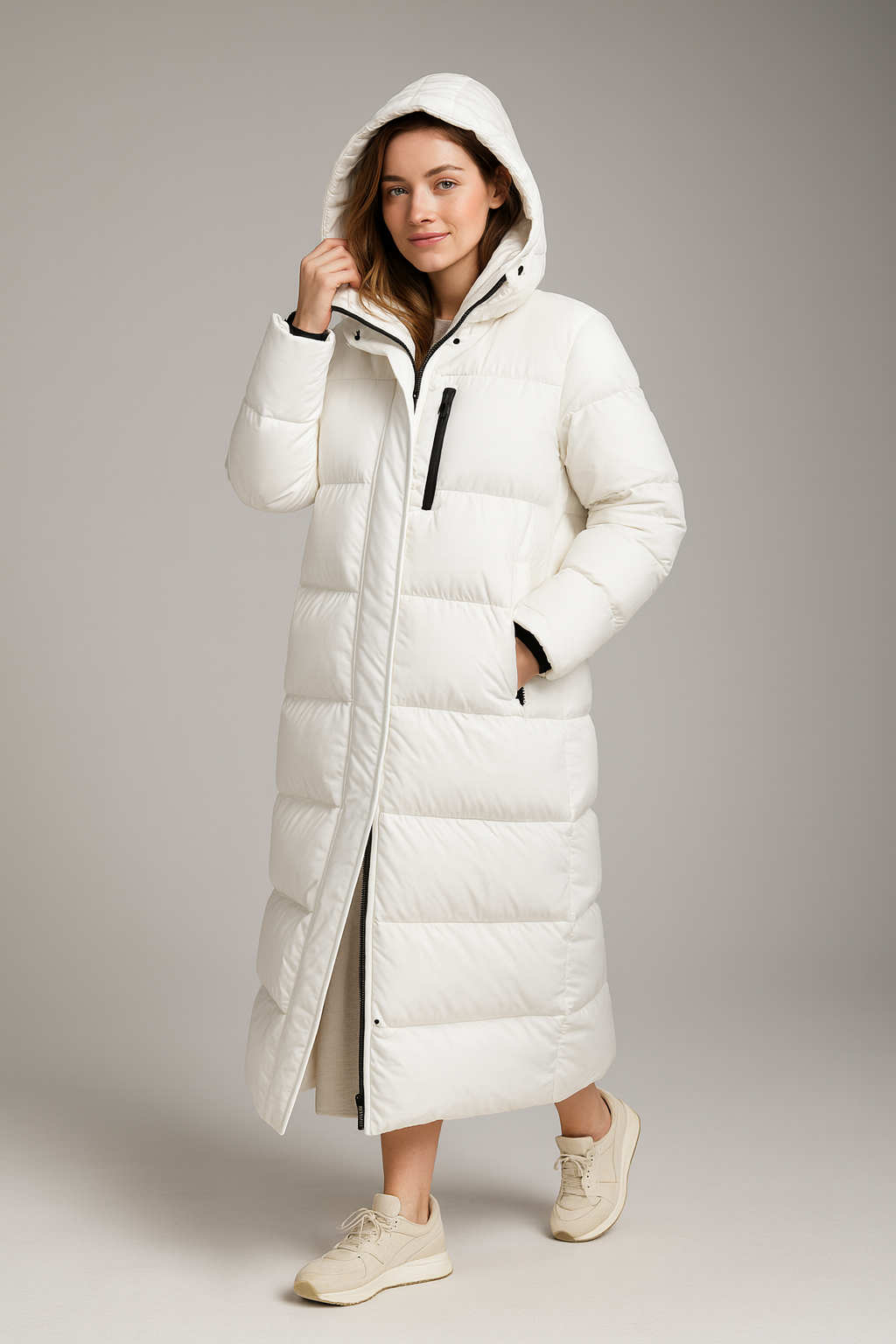 Warm Women's Long Down Filled Parka Coat - Nocini