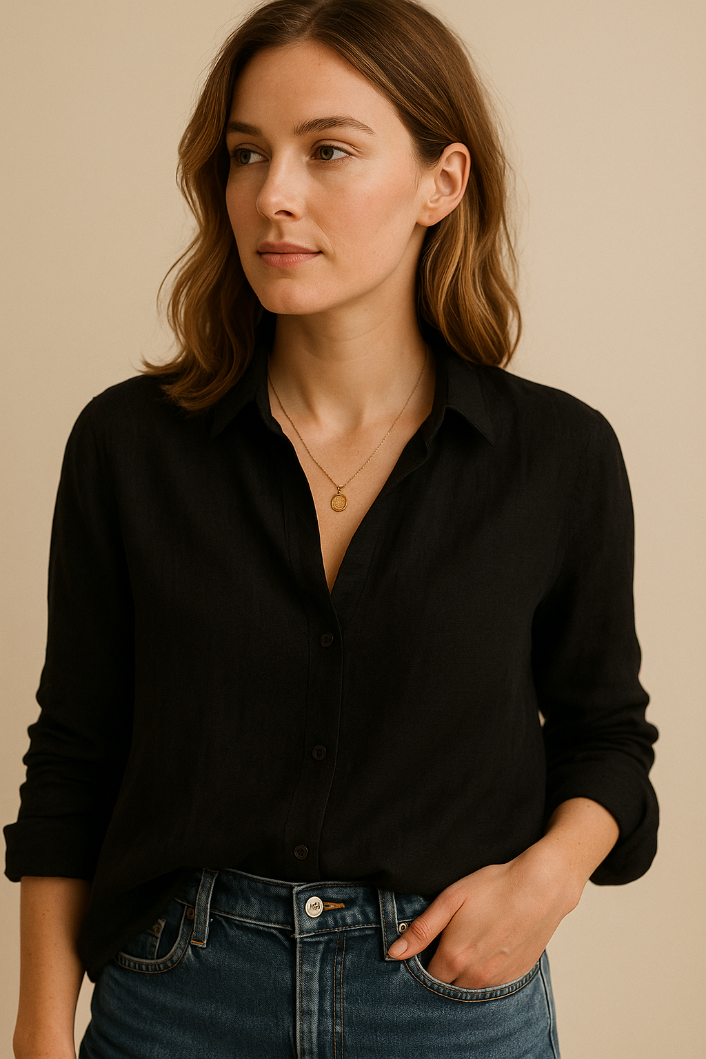 Elegant Classic Button Down Long Sleeve Top - Nocini