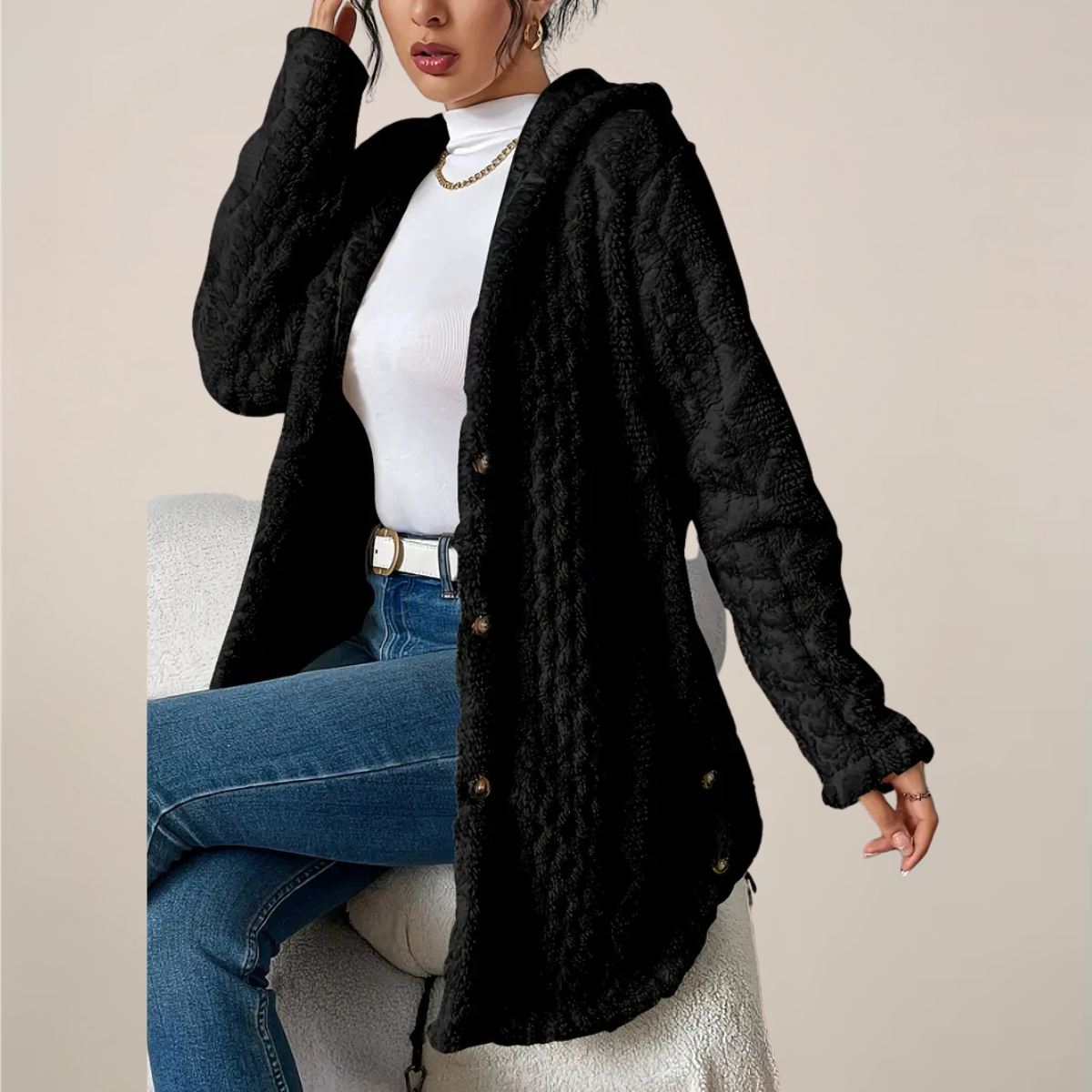 Cozy Cable Knit Hoodie for Cold Weather