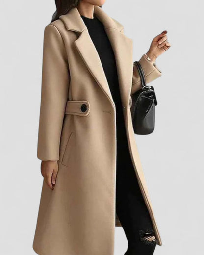 Women's Long Trench Coat with Classic Collar