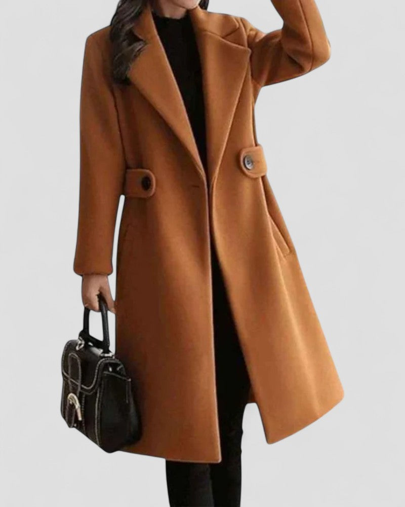 Women's Long Trench Coat with Classic Collar