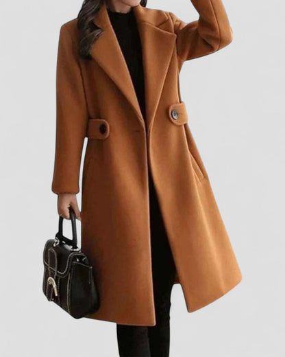 Women's Long Trench Coat with Classic Collar