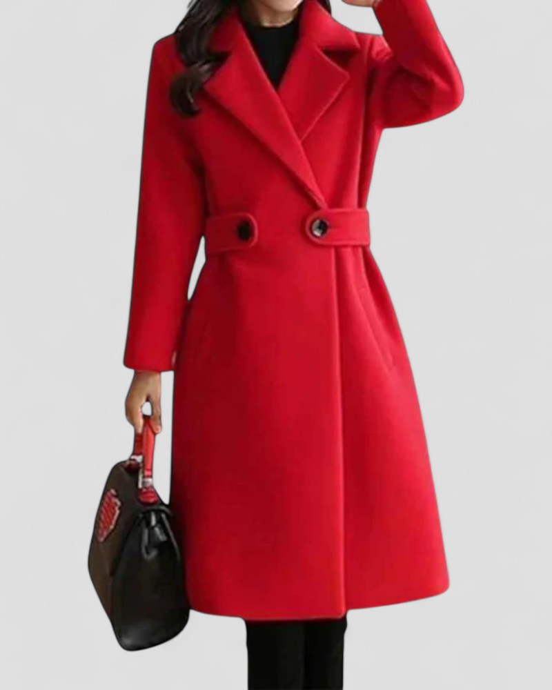 Women's Long Trench Coat with Classic Collar