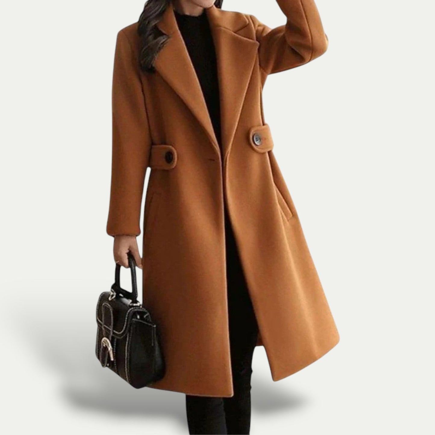 Stylish Long Winter Coat for Women with Oversized Collar