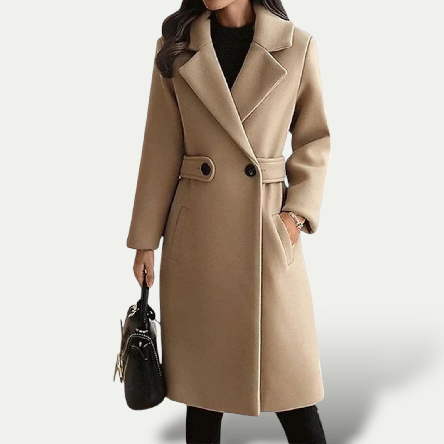 Stylish Long Winter Coat for Women with Oversized Collar - Nocini