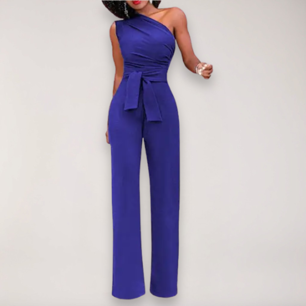 Chic Flowy Off Shoulder Jumpsuit with Belted Waist