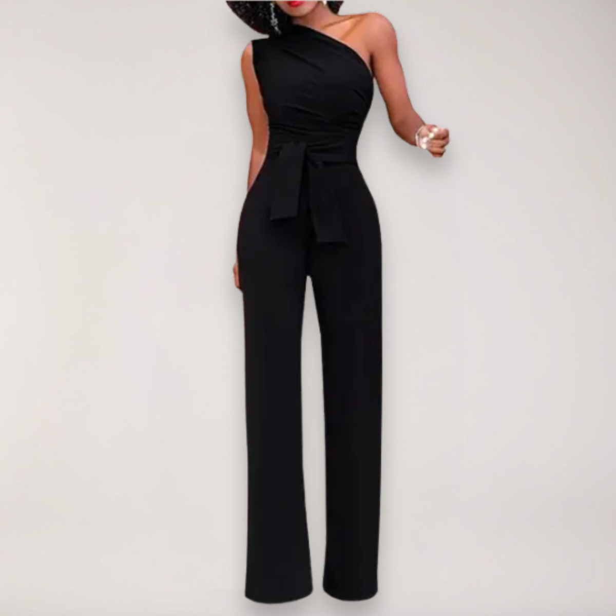 Chic Flowy Off Shoulder Jumpsuit with Belted Waist - Nocini
