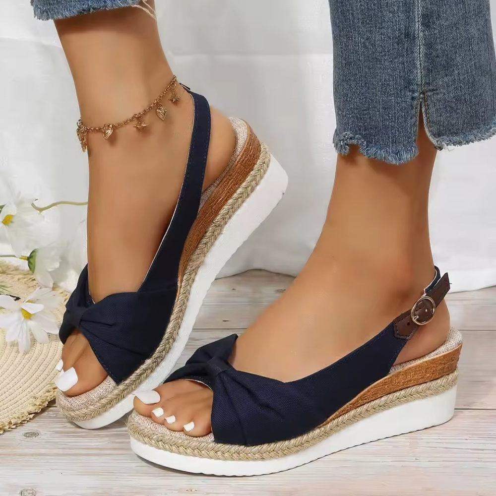 Ladies Elegant Buckle High Heel Wedge Sandals