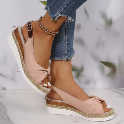 Ladies Elegant Buckle High Heel Wedge Sandals