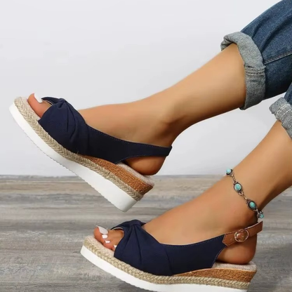 Ladies Elegant Buckle High Heel Wedge Sandals - Nocini