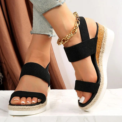Comfortable Women's Flat Sandals with Elastic Ankle Straps