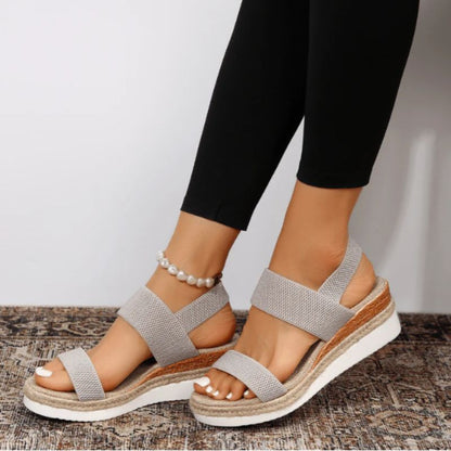 Comfortable Women's Flat Sandals with Elastic Ankle Straps