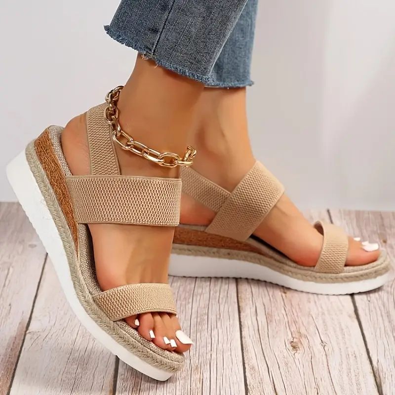 Comfortable Women's Flat Sandals with Elastic Ankle Straps - Nocini