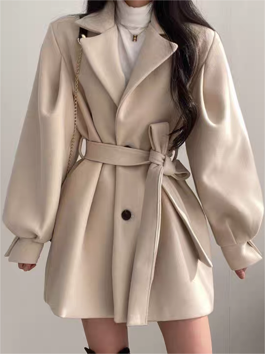 Elegant Ruffle Waistcoat Winter Coat - Nocini