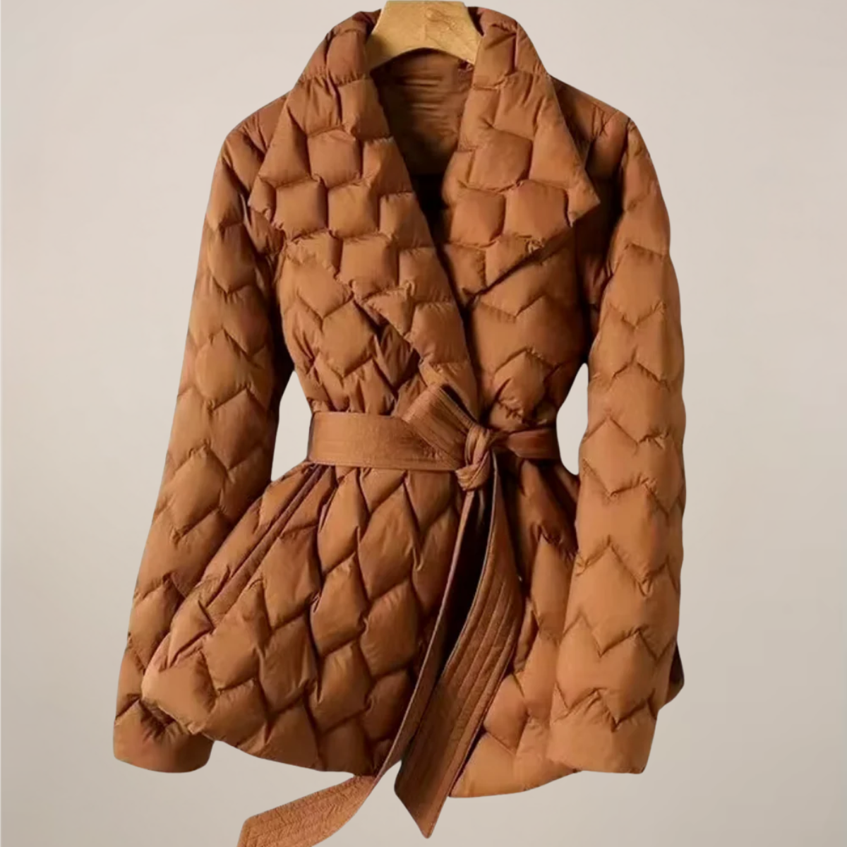 Insulated Ladies Puffer Coat with Cinched Waist