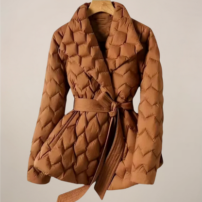 Insulated Ladies Puffer Coat with Cinched Waist