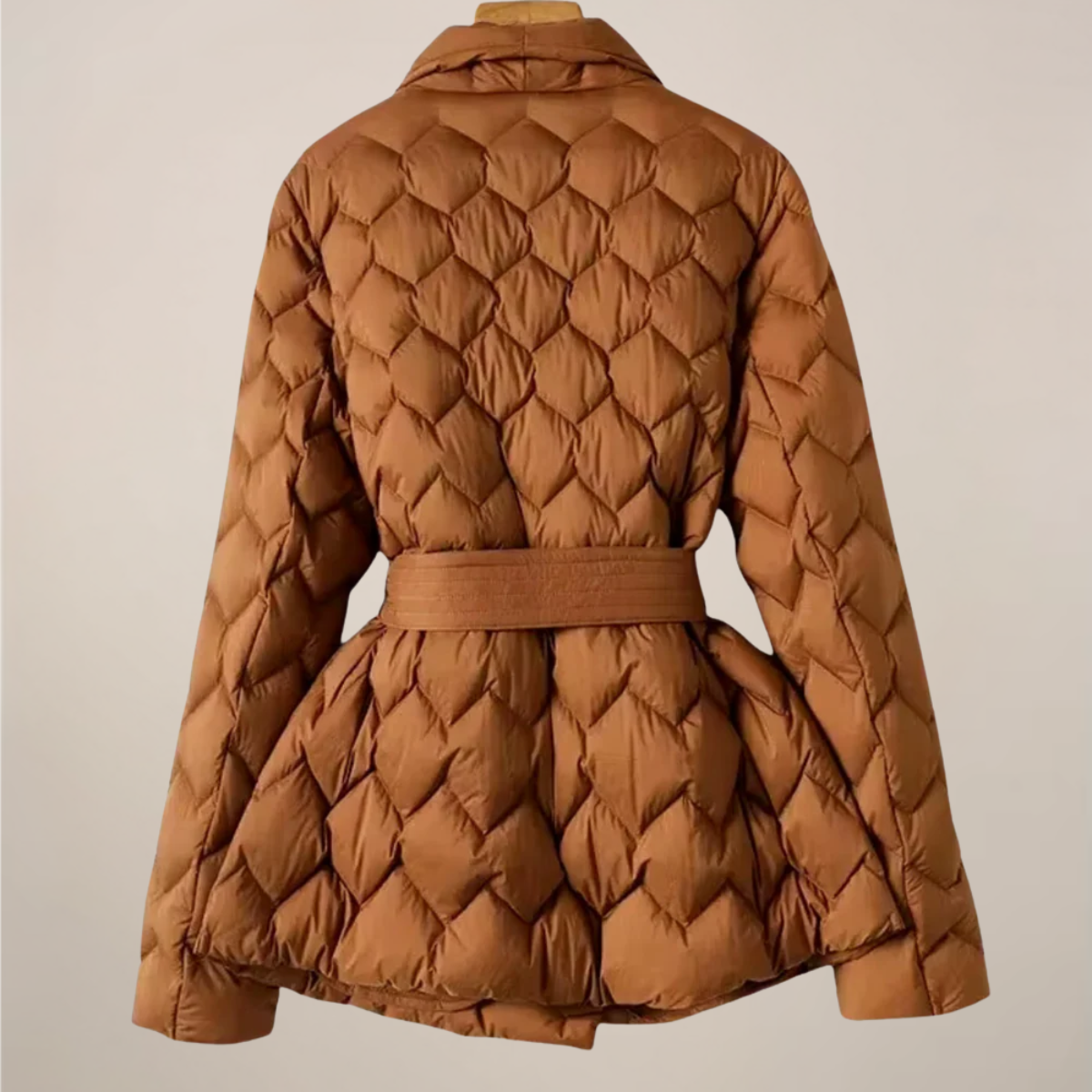 Insulated Ladies Puffer Coat with Cinched Waist