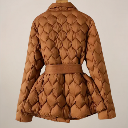 Insulated Ladies Puffer Coat with Cinched Waist