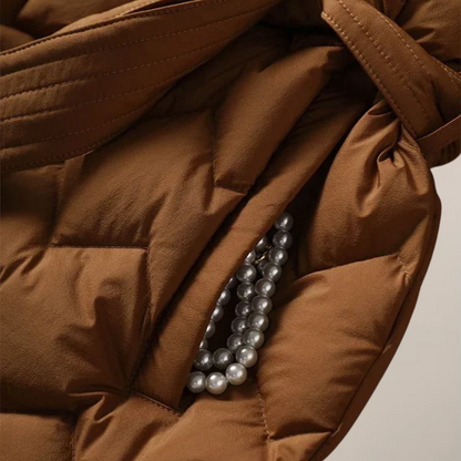 Insulated Ladies Puffer Coat with Cinched Waist