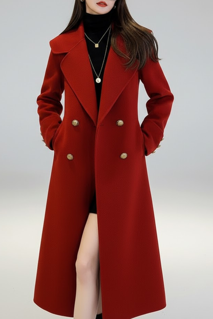 Classic Red Double Breasted Trench Coat