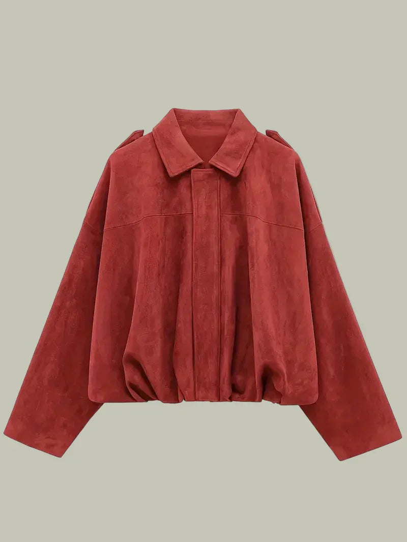 Ladies Large Fake Suede Coat for Fashion Look
