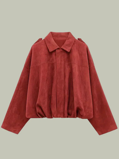 Ladies Large Fake Suede Coat for Fashion Look