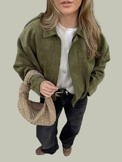 Ladies Large Fake Suede Coat for Fashion Look