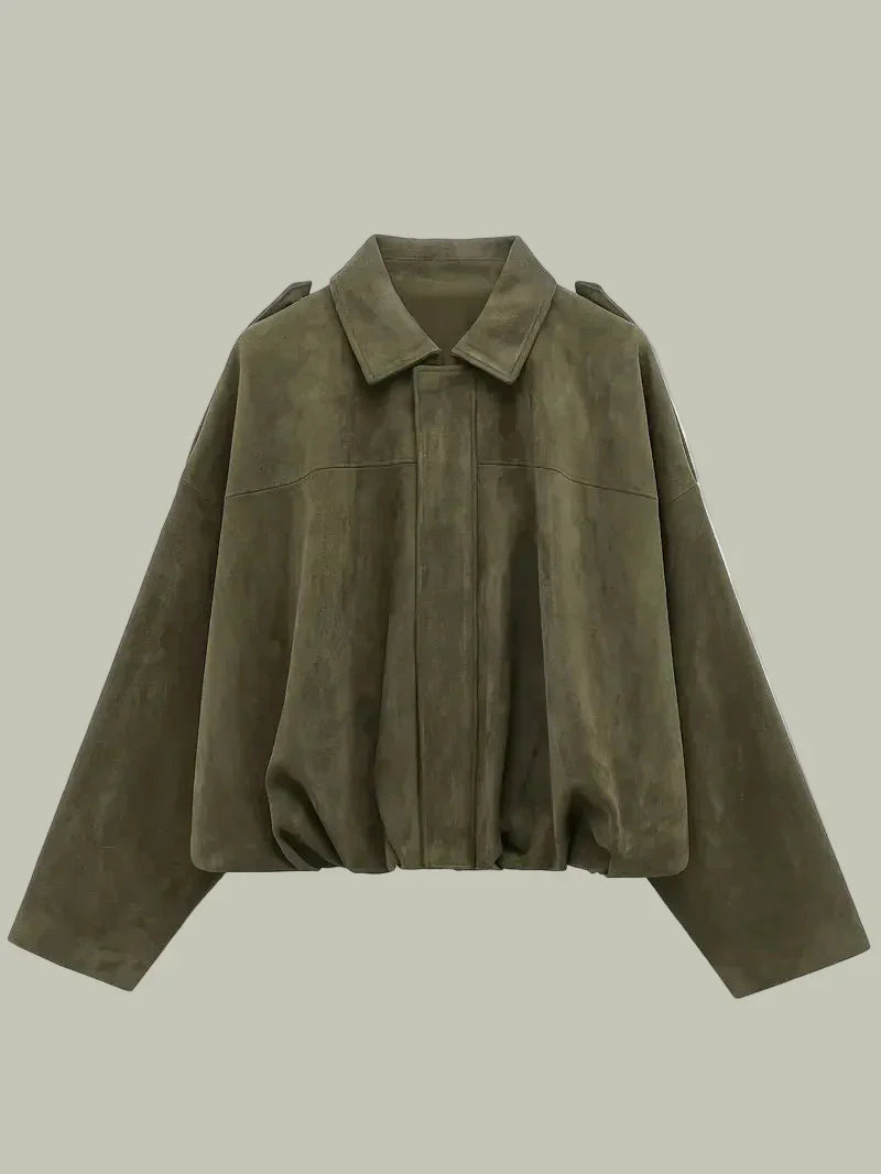 Ladies Large Fake Suede Coat for Fashion Look