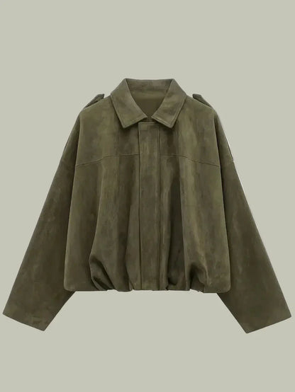 Ladies Large Fake Suede Coat for Fashion Look