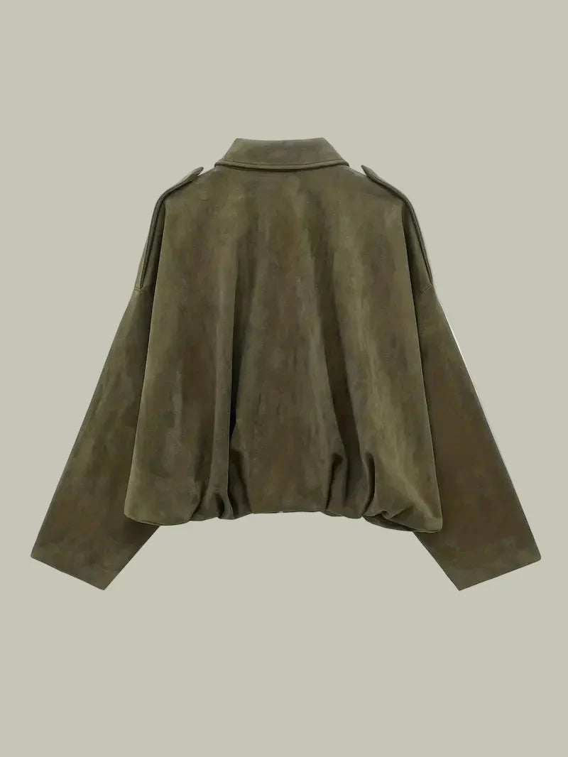 Ladies Large Fake Suede Coat for Fashion Look