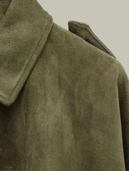 Ladies Large Fake Suede Coat for Fashion Look