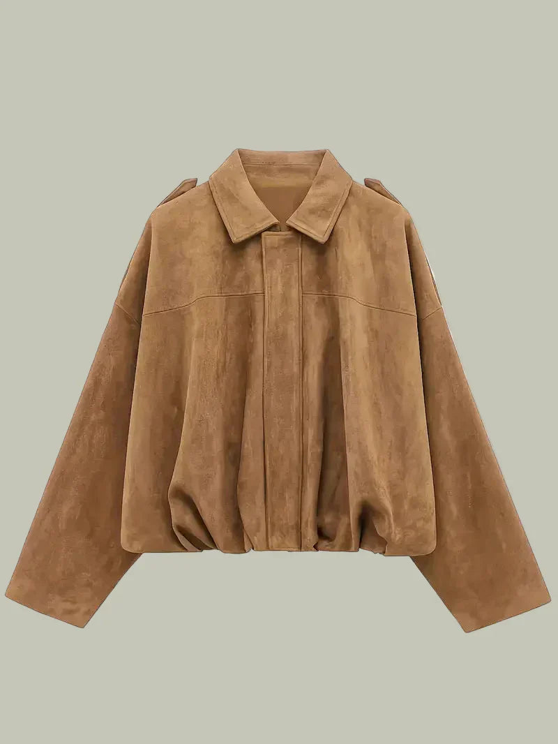 Ladies Large Fake Suede Coat for Fashion Look