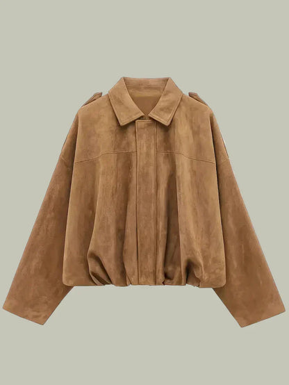 Ladies Large Fake Suede Coat for Fashion Look