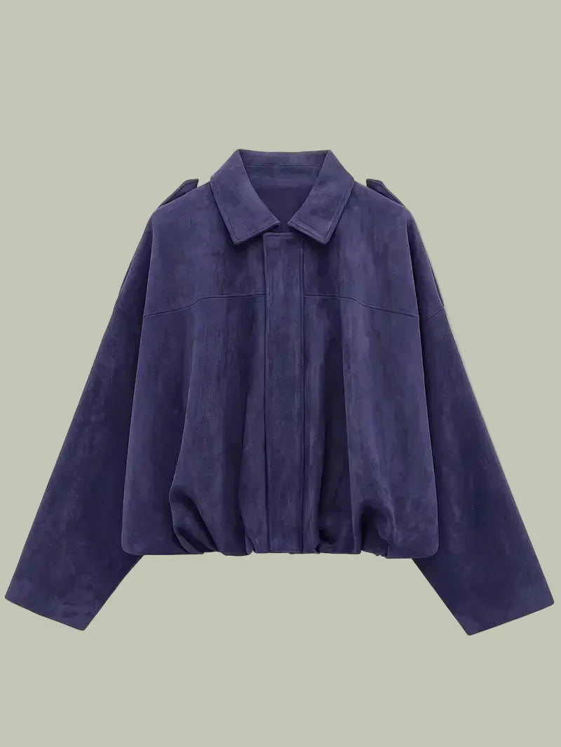 Ladies Large Fake Suede Coat for Fashion Look